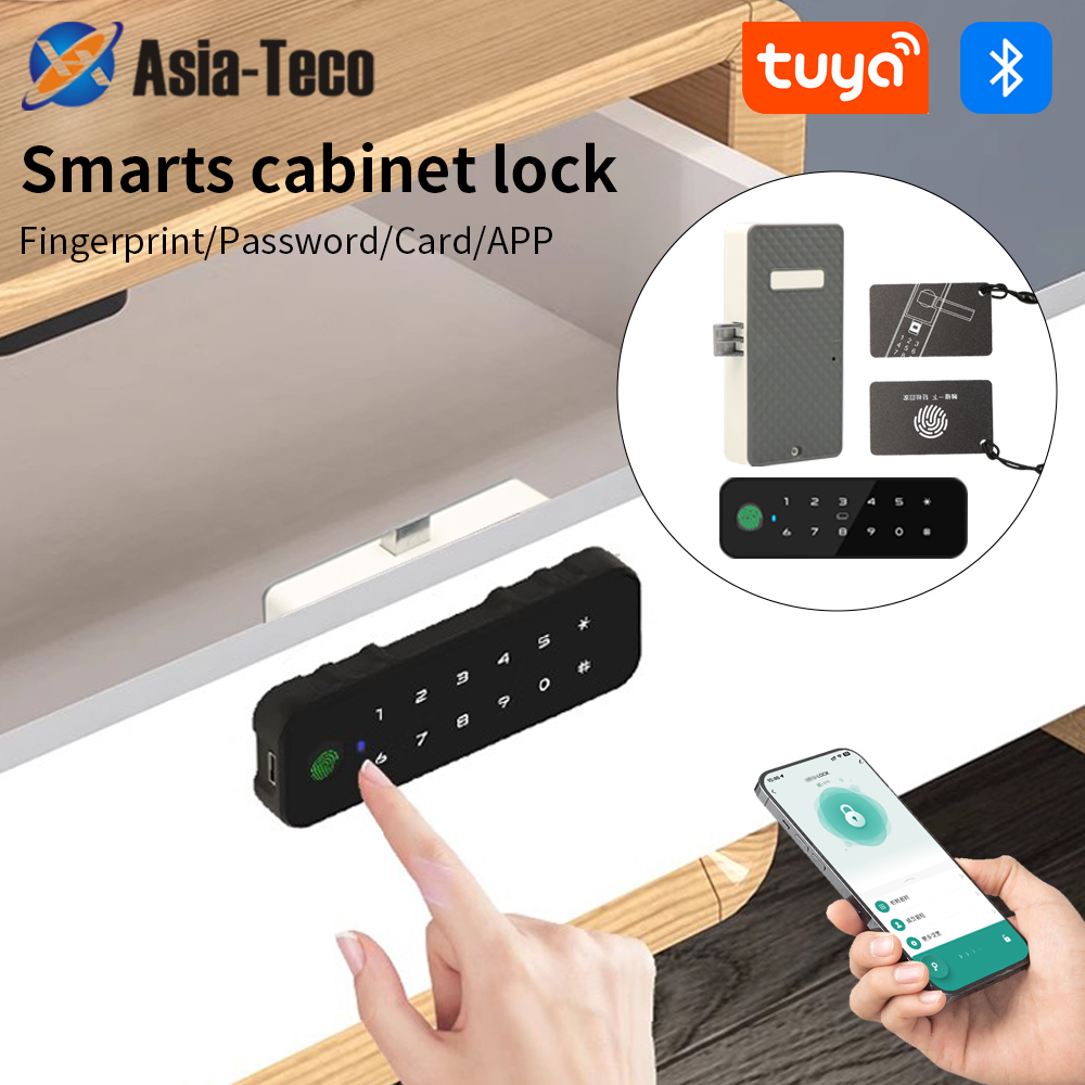 Furniture And Hardware - Tuya Bluetooth スマート木製キャビネット指紋ロックアプリリモコンモニターキーレスカードロック解除ドアロッカー家具引き出し