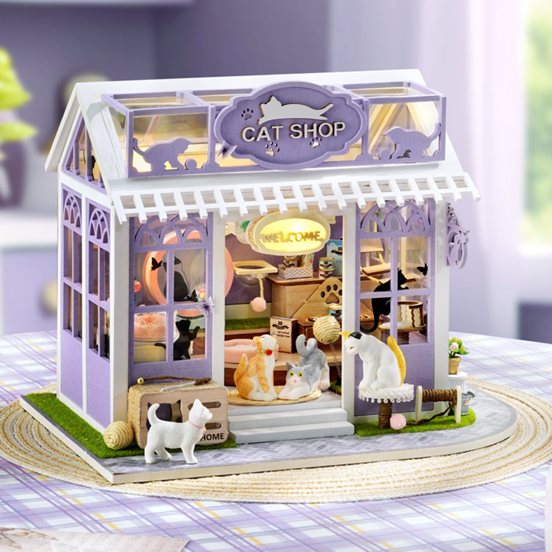 Furniture Paradise & Hardware Ghaziabad Reviews - DIY 木製子猫パラダイスコテージ置物ミニチュアキット組み立てられた家カーサ友人の誕生日プレゼント家の装飾工芸品