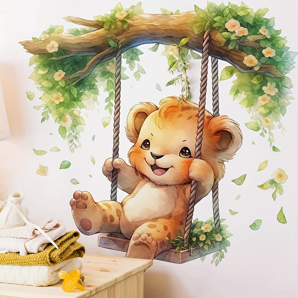 Furniture Paradise & Hardware Ghaziabad Reviews - 1 漫画動物パラダイスかわいい小さなヒョウスイングウォールステッカー部屋の装飾背景壁自己粘着ステッカーポーチキッチン玄関部屋の壁の装飾自己粘着ステッカー