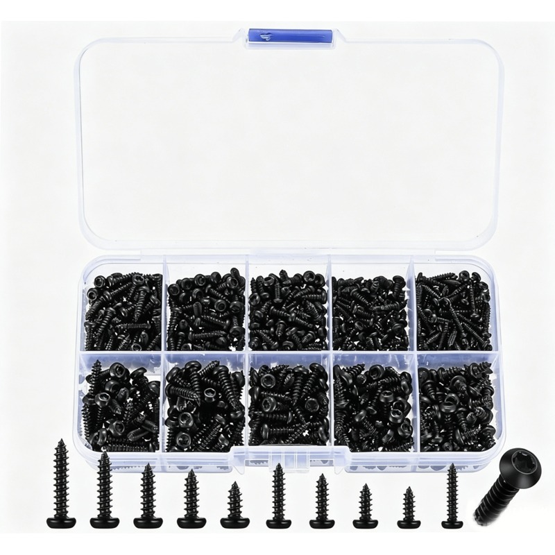 Furniture Hardware Fasteners - 600個入り M2-M3 ブラック トルクス パンヘッド セルフタッピングネジ