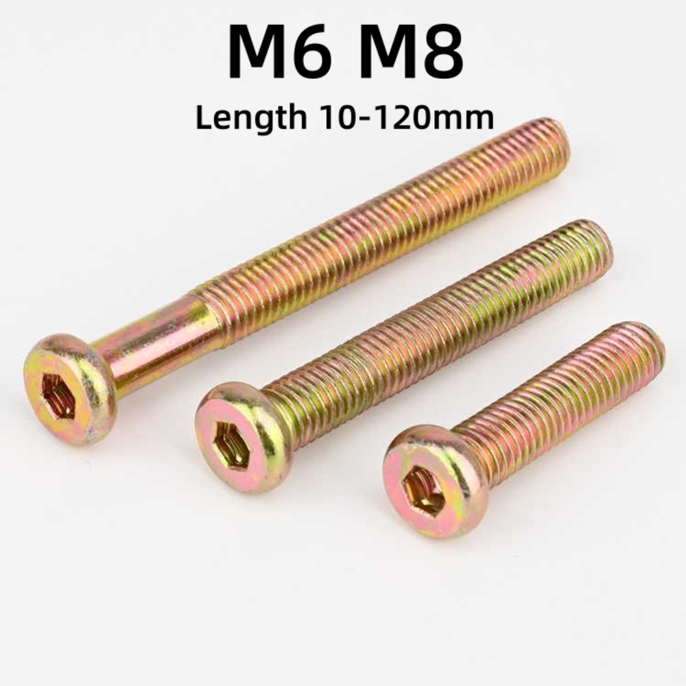 Furniture Hardware Fasteners - M6 M8 六角ソケット丸平頭家具コネクタボルトカラー亜鉛メッキ六角ネジ長さ 10-120 ミリメートルハードウェアファスナー
