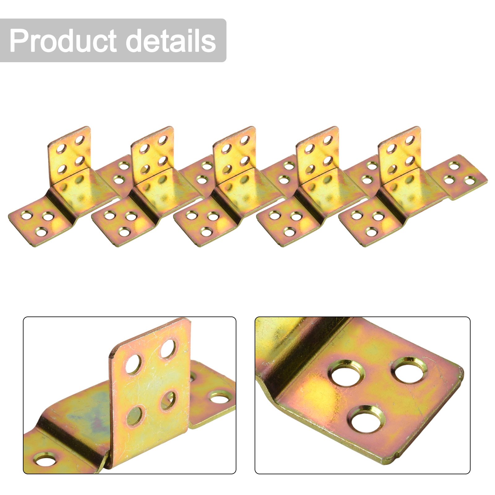 Furniture Hardware Fasteners - 5個入り金属製ベッドレールブラケット、木製ベッド用L字型＆フラットプレート固定具、交換用家具コネクター、金具部品