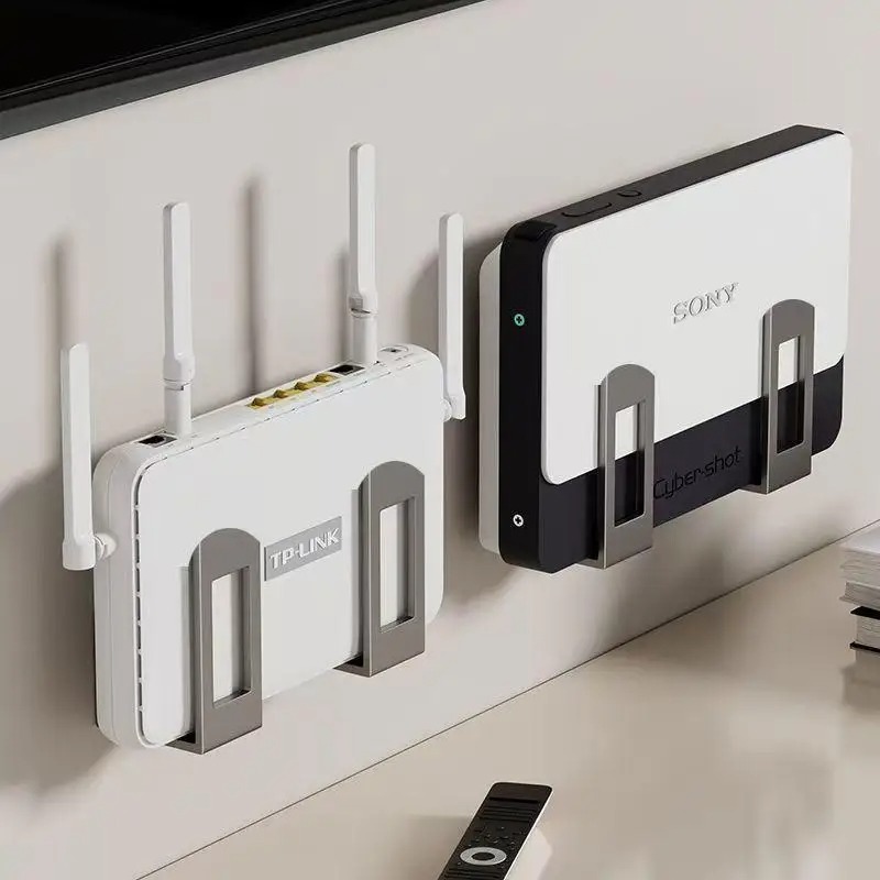 Shelf Bracket Pair - 壁掛け式ルーター・セットトップボックスオーガナイザー、調整可能なブラケット付き、WiFi機器収納用多目的ケーブル管理棚