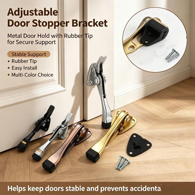 Door Stopper Heavy - キックダウン式ドアストッパー 簡単操作 ノンスリップゴムチップ 1セット 高耐久性 フロアドアホルダー