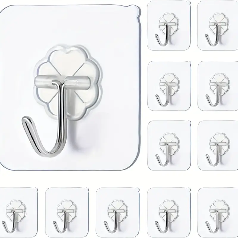 強力な粘着フック、頑丈な壁掛けフック、透明ハンガー、ドアキー - Door Stopper Heavy のレビューと価格