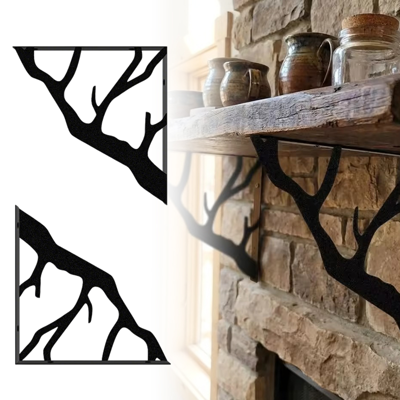 2 個ブラックツリーブランチメタルシェルフ L 型吊り下げブ - Shelf Bracket Pair のレビューと価格