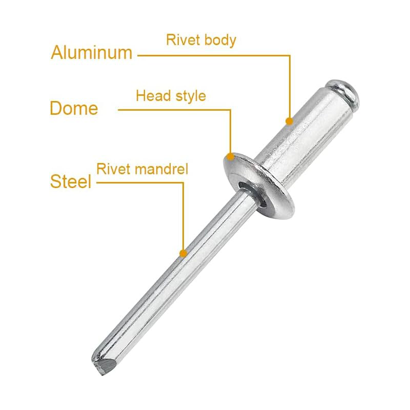 ドームヘッドブラインドリベットアルミネイルポップリベット D - Furniture Hardware Fasteners のレビューと価格