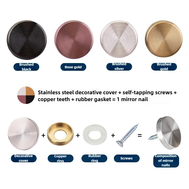 8セット 16-40mm ミラーファスナーネジ 装飾キャップ - Furniture Hardware Fasteners のレビューと価格